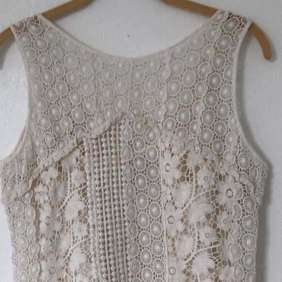 Lucky Brand size S Ivory Coquette Fairy Cotton Cottage Core Crocheted Tank Top - Picture 6 of 10